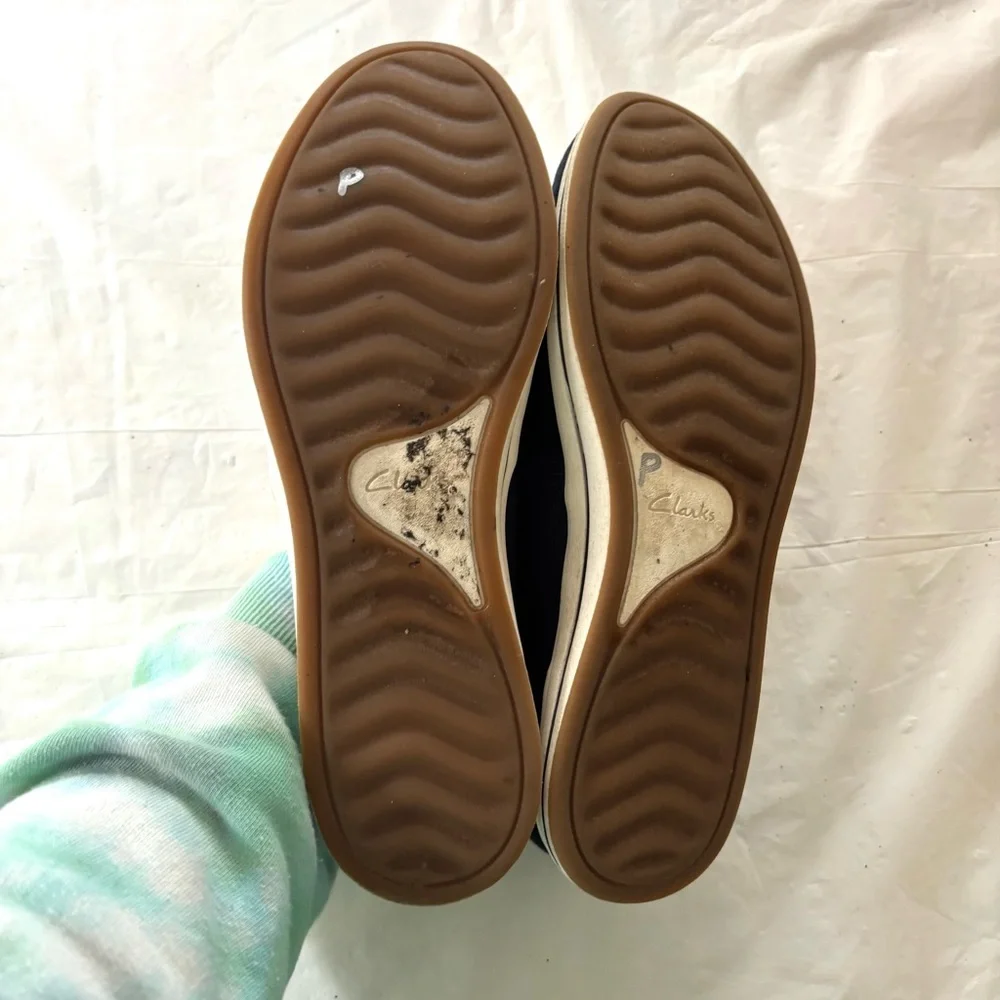 Clarks Cloudstep Breeze Step ll Stretch Slip-On Navy Blue Sneakers SZ 8 Worn 2X - Picture 8 of 14